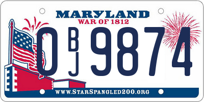 MD license plate 0BJ9874