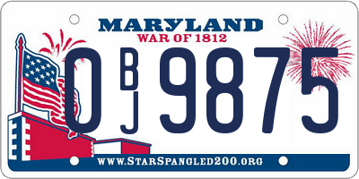 MD license plate 0BJ9875