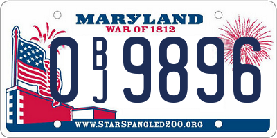 MD license plate 0BJ9896