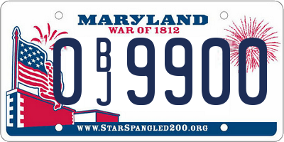 MD license plate 0BJ9900
