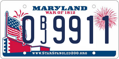 MD license plate 0BJ9911