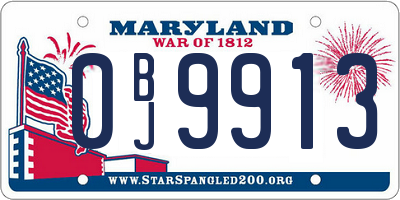MD license plate 0BJ9913