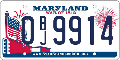 MD license plate 0BJ9914