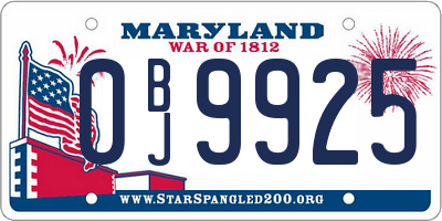 MD license plate 0BJ9925