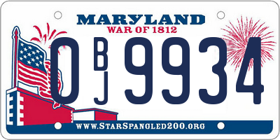 MD license plate 0BJ9934