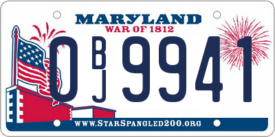 MD license plate 0BJ9941