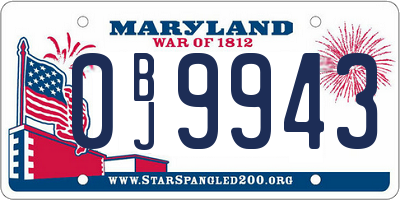 MD license plate 0BJ9943
