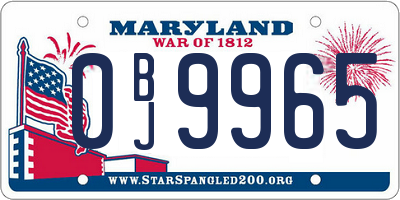 MD license plate 0BJ9965