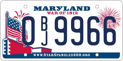 MD license plate 0BJ9966