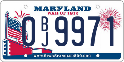 MD license plate 0BJ9971
