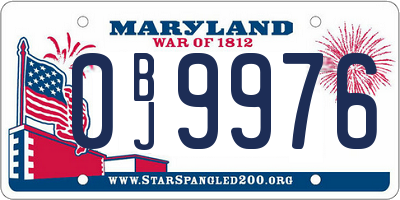 MD license plate 0BJ9976