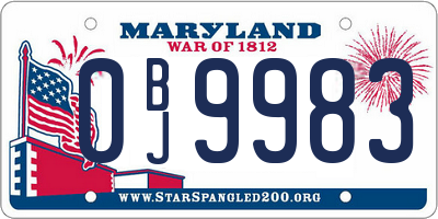 MD license plate 0BJ9983