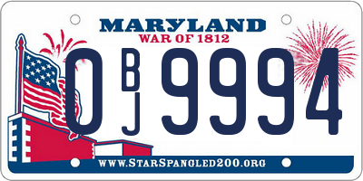 MD license plate 0BJ9994