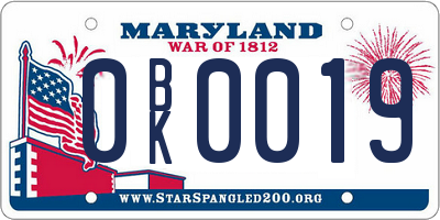 MD license plate 0BK0019