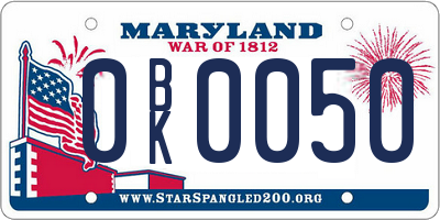 MD license plate 0BK0050