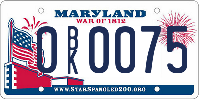 MD license plate 0BK0075