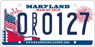 MD license plate 0BK0127