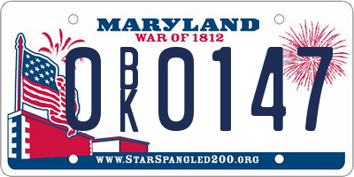 MD license plate 0BK0147