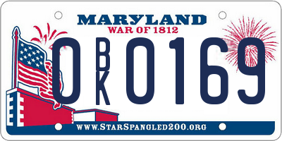 MD license plate 0BK0169
