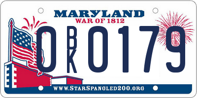 MD license plate 0BK0179