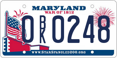 MD license plate 0BK0248