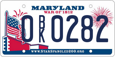MD license plate 0BK0282