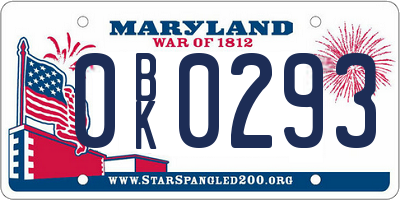 MD license plate 0BK0293