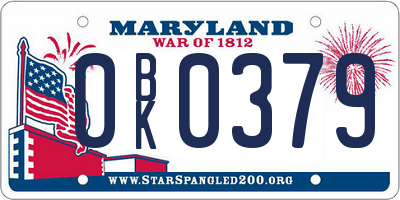 MD license plate 0BK0379