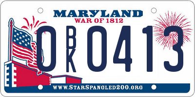 MD license plate 0BK0413