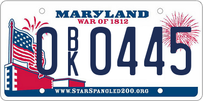 MD license plate 0BK0445