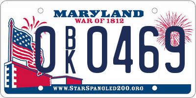 MD license plate 0BK0469