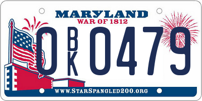MD license plate 0BK0479