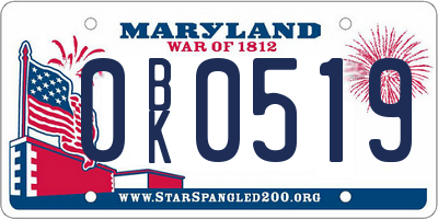 MD license plate 0BK0519