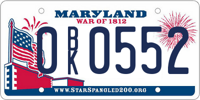 MD license plate 0BK0552