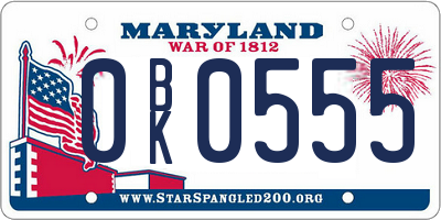 MD license plate 0BK0555