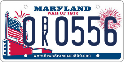 MD license plate 0BK0556