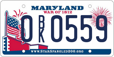 MD license plate 0BK0559