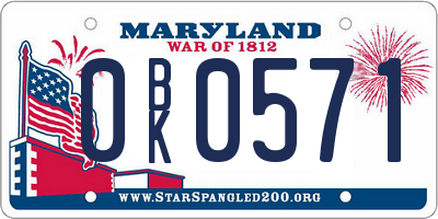 MD license plate 0BK0571