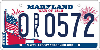 MD license plate 0BK0572