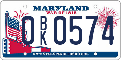 MD license plate 0BK0574