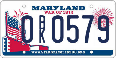 MD license plate 0BK0579