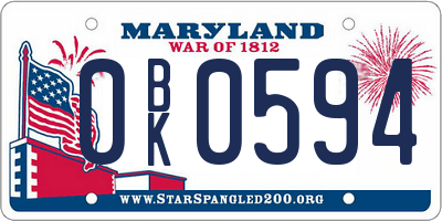 MD license plate 0BK0594