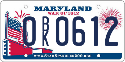 MD license plate 0BK0612