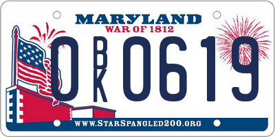 MD license plate 0BK0619