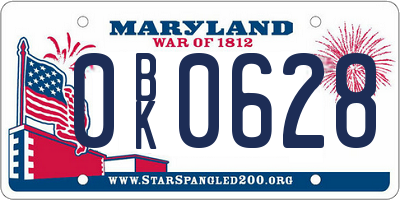 MD license plate 0BK0628