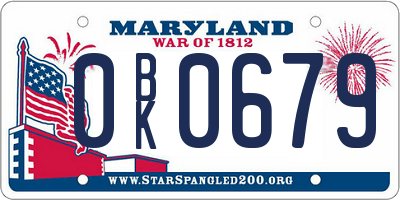 MD license plate 0BK0679