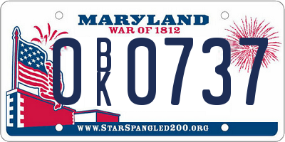 MD license plate 0BK0737