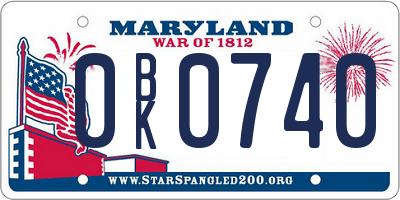 MD license plate 0BK0740