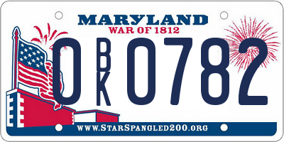 MD license plate 0BK0782