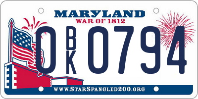 MD license plate 0BK0794